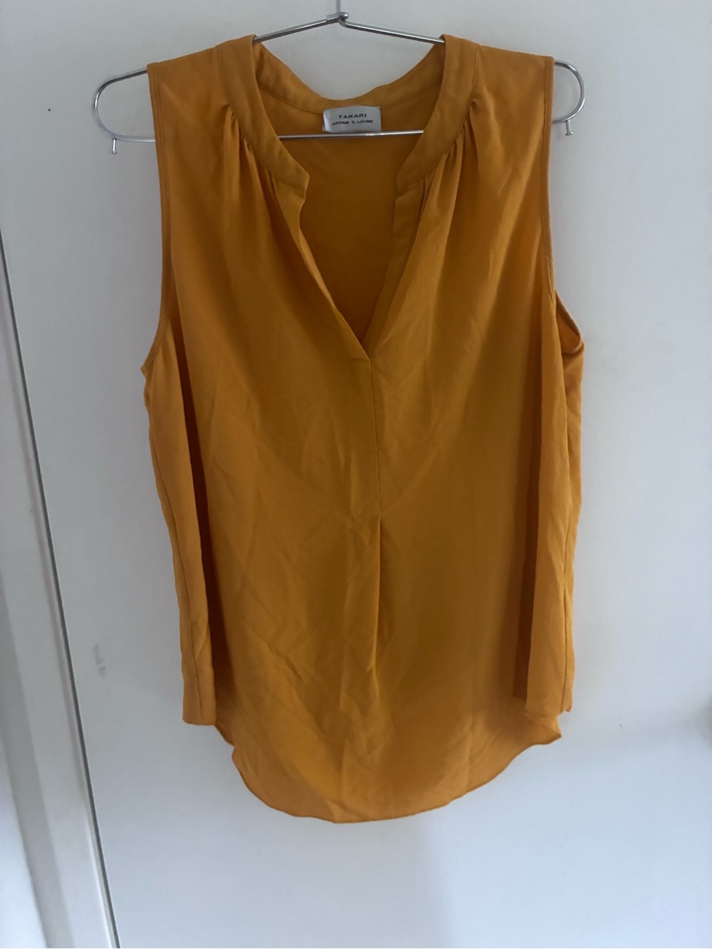 Tahari Sleeveless V-Neck Blouse - Mustard perfect fall fashion